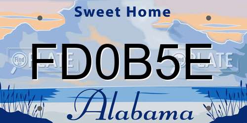 FD0B5E Alabama License Plate