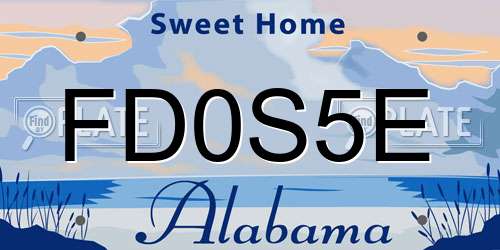 FD0S5E Alabama License Plate