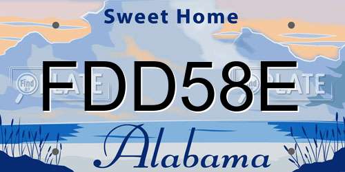 FDD58E Alabama License Plate