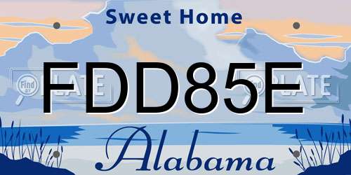 FDD85E Alabama License Plate