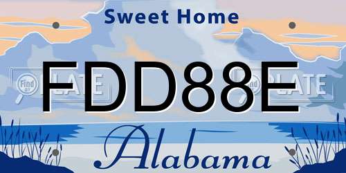 FDD88E Alabama License Plate