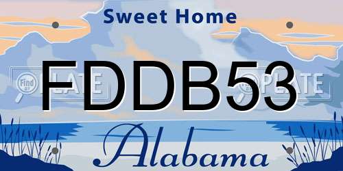 FDDB53 Alabama License Plate