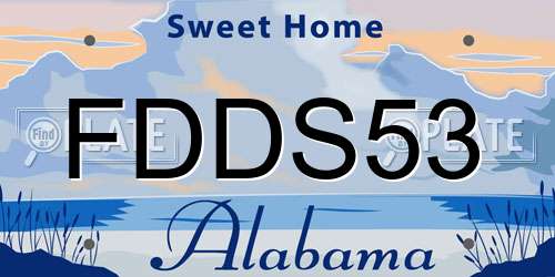 FDDS53 Alabama License Plate