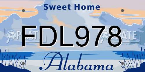 FDL978 Alabama License Plate