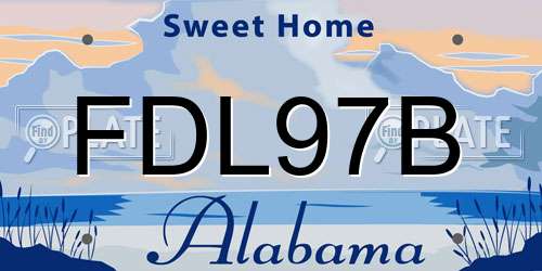FDL97B Alabama License Plate