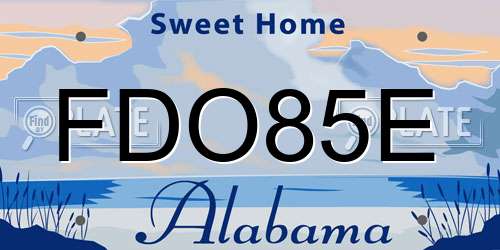 FDO85E Alabama License Plate