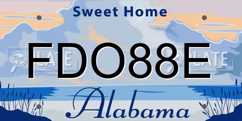 FDO88E Alabama License Plate