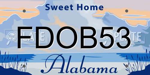 FDOB53 Alabama License Plate