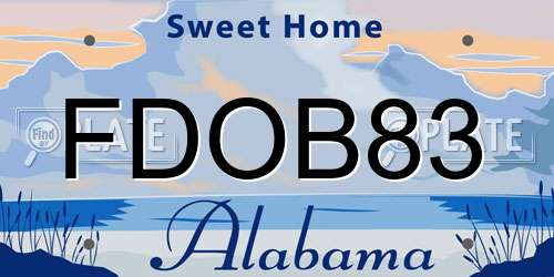 FDOB83 Alabama License Plate