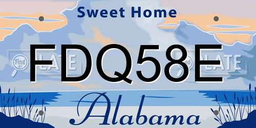 FDQ58E Alabama License Plate