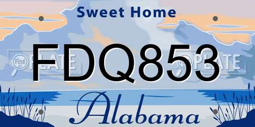 FDQ853 Alabama License Plate