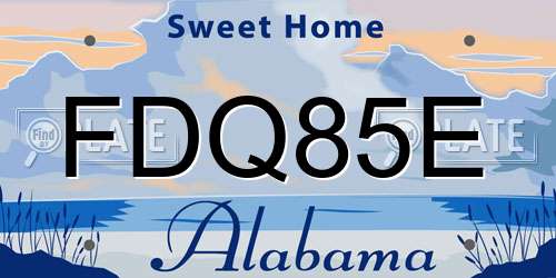 FDQ85E Alabama License Plate