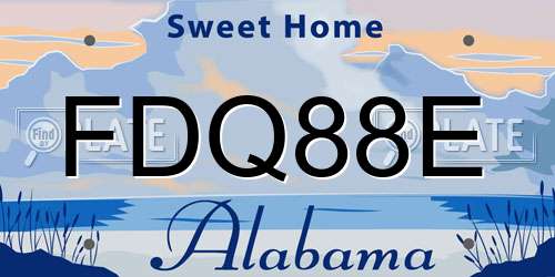 FDQ88E Alabama License Plate
