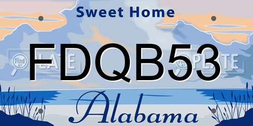 FDQB53 Alabama License Plate