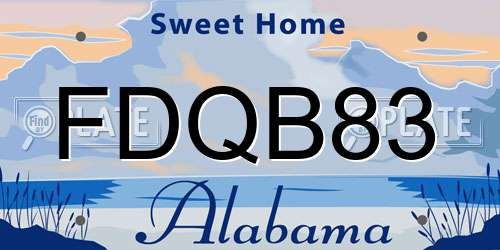 FDQB83 Alabama License Plate