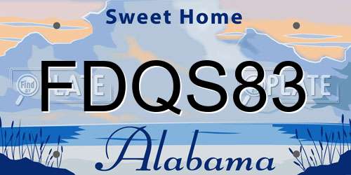 FDQS83 Alabama License Plate