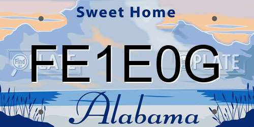 FE1E0G Alabama License Plate