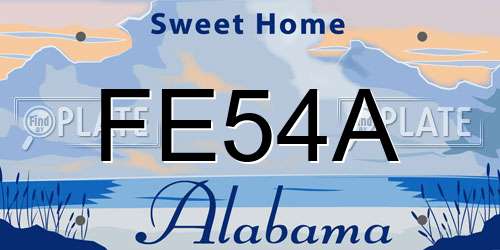 FE54A Alabama License Plate