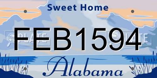 FEB1594 Alabama License Plate