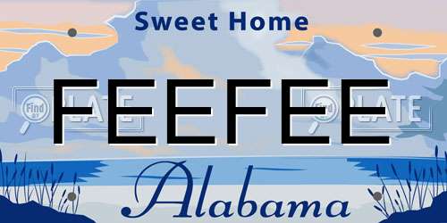 FEEFEE Alabama License Plate