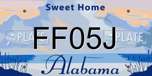 FF05J Alabama License Plate