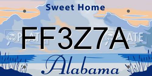 FF3Z7A Alabama License Plate
