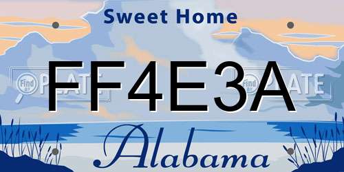 FF4E3A Alabama License Plate
