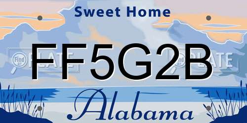 FF5G2B Alabama License Plate