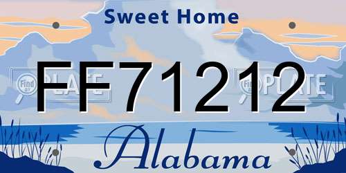 FF71212 Alabama License Plate