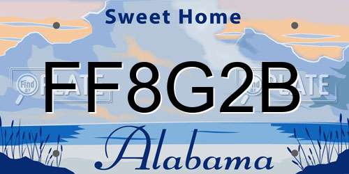 FF8G2B Alabama License Plate