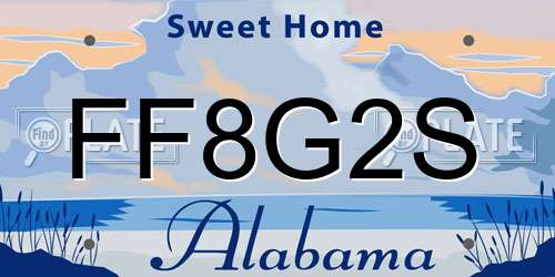 FF8G2S Alabama License Plate