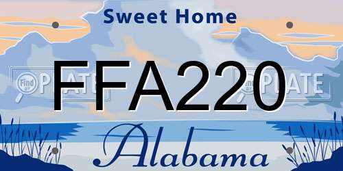 FFA220 Alabama License Plate
