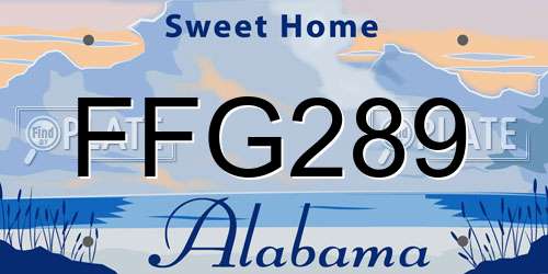 FFG289 Alabama License Plate