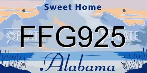 FFG925 Alabama License Plate