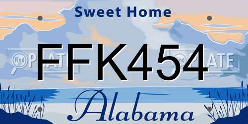 FFK454 Alabama License Plate