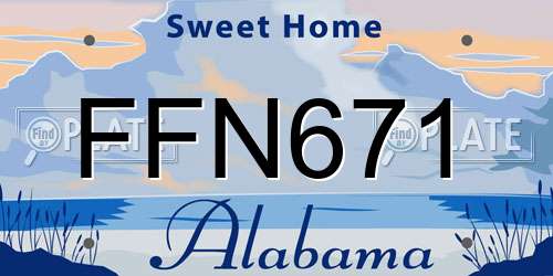 FFN671 Alabama License Plate