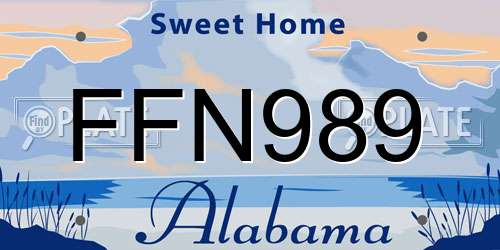 FFN989 Alabama License Plate