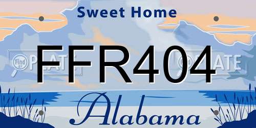 FFR404 Alabama License Plate