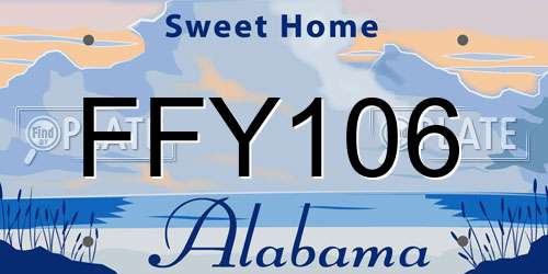FFY106 Alabama License Plate