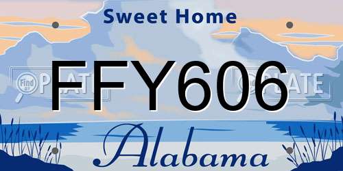 FFY606 Alabama License Plate