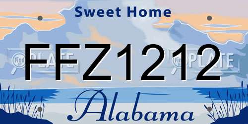 FFZ1212 Alabama License Plate