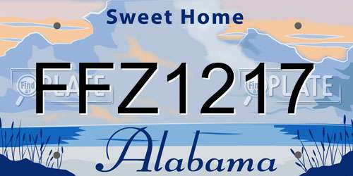 FFZ1217 Alabama License Plate