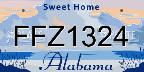 FFZ1324 Alabama License Plate