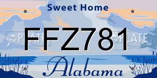 FFZ781 Alabama License Plate