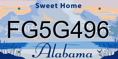 FG5G496 Alabama License Plate