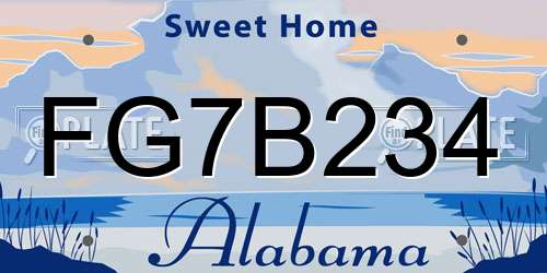 FG7B234 Alabama License Plate