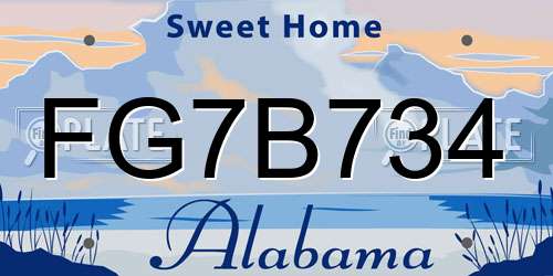 FG7B734 Alabama License Plate