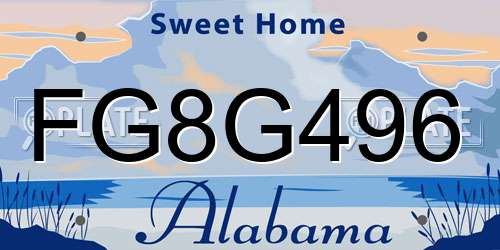 FG8G496 Alabama License Plate