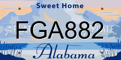 FGA882 Alabama License Plate