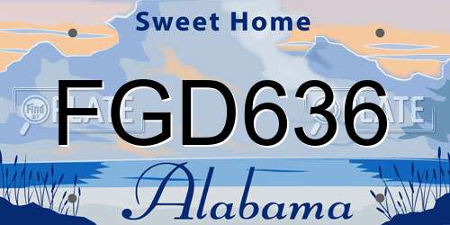 FGD636 Alabama License Plate
